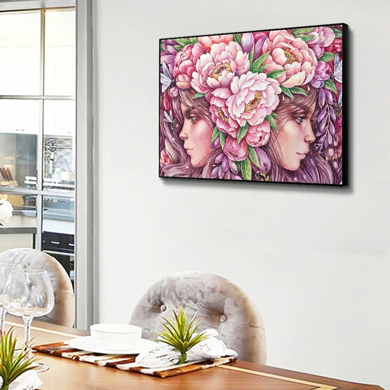 DIY Oil Paint by Numbers Girl in the Flowers Hand Painted Acrylic Picture G