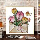 Partial Embroidery 14CT DIY Tulips in Envelope 2 Strand Kit Counted Cross Stitch