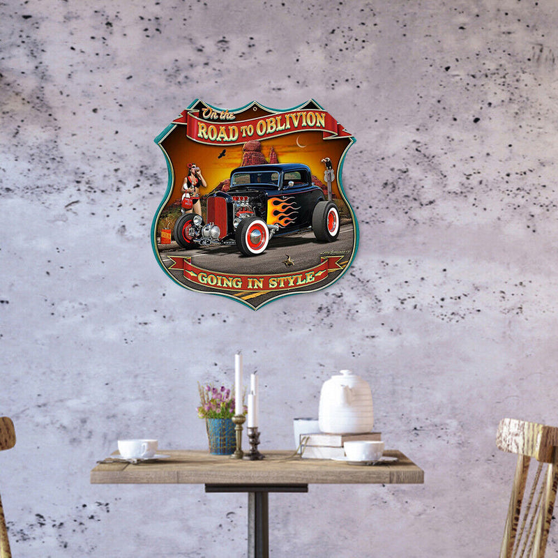 Shield Shape Car Retro Metal Plate Tin Sign Plaque for Bar Pub Club Cafe