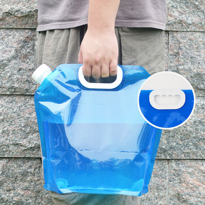 2pcs 5L/10L Portable Outdoor Foldable Water Bag Camping BBQ Carrier (Blue) Newly