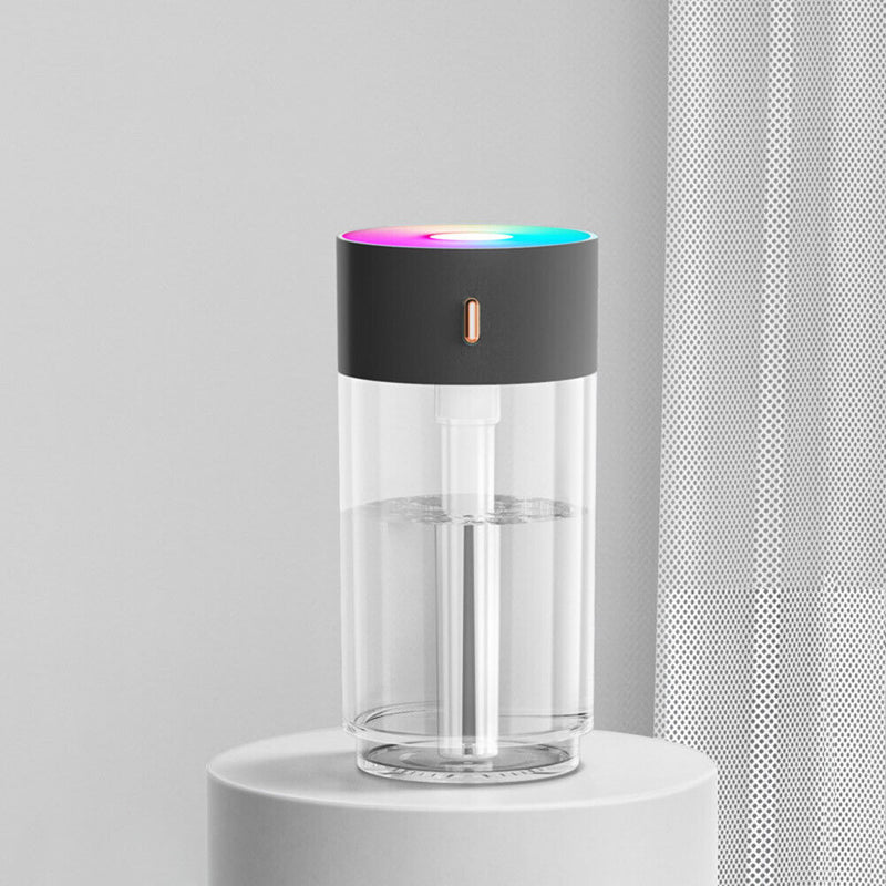 Air Humidifier USB Electric Cool Mist Maker Air Purifier LED Light (Black)