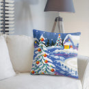 Snow Scene Stamped DIY Cross Stitch Throw Pillowcase 6CT Kit for Car Office Sofa