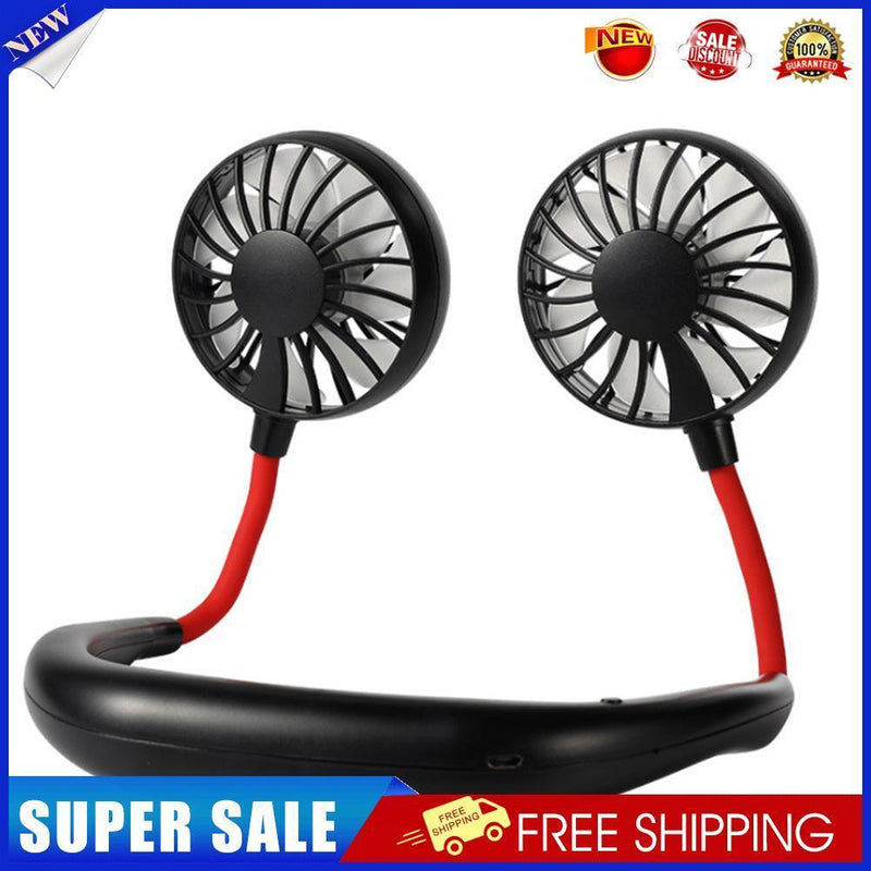 Portable Hands-Free Mini USB Air Cooler Neck Fan Summer Sports Fan (Black)