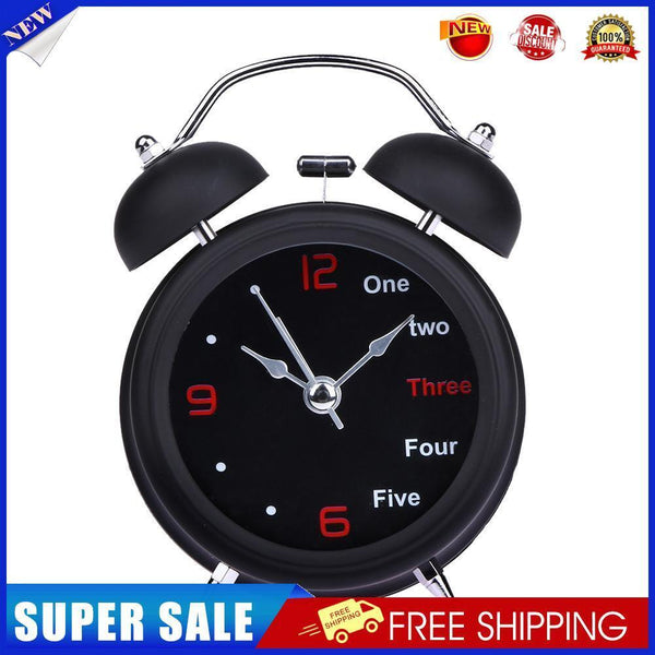 Happy Home Number/English Retro Double Bell Desk Table Alarm Clock (Black)
