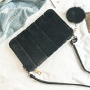 Women Clutch Fur Plush Bag Casual Handbag Purse Winter Crossbody Bag(Black)