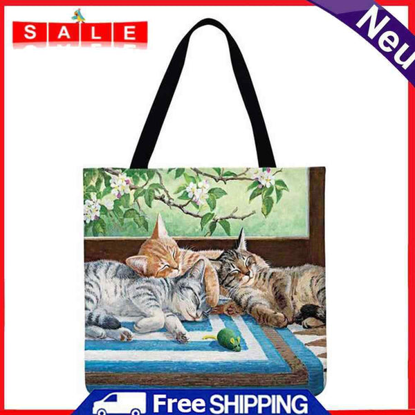 Women's Printed Casual Cat and Mouse Shopping Bag Large Ka