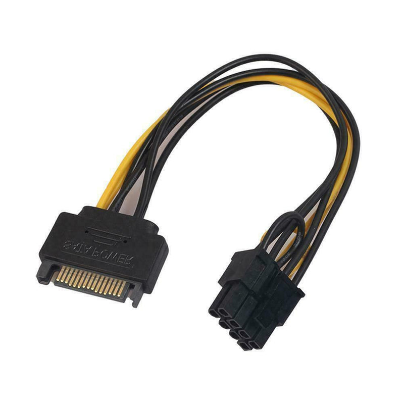 SATA 15 pin Male to 8 pin 6+2 PCI-Express PCIe Video Power Adapter. Graphic E3Y9