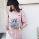Daisy Flower Straw Weave Bucket Shoulder Bag Women Summer Crossbody Handbags