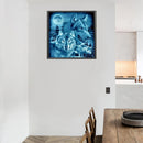 DIY Full Round Drill Diamond Wolves Painting Rhinestone Drawing Home Decora