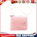 Transparent Purse Women PVC Short Purse Wallet Card Holder (Light Pink)