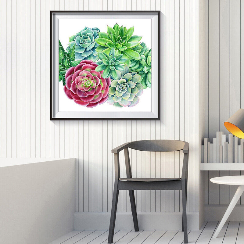 5D DIY Full Round Drill Diamond Painting Succulent Plants Embroidery Needlework