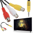 to Female Laptop Speaker AV Cord Audio Cable 3.5mm Jack to 3 RCA Adapter Wire