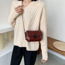 Retro PU Leather Shoulder Messenger Bag Women Solid Color Chain Crossbody Bags