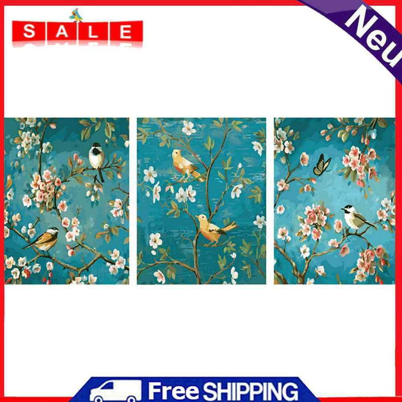 Flower Bird Oil Paint by Numbers Hand Painted Frameless Picture Home Ornament
