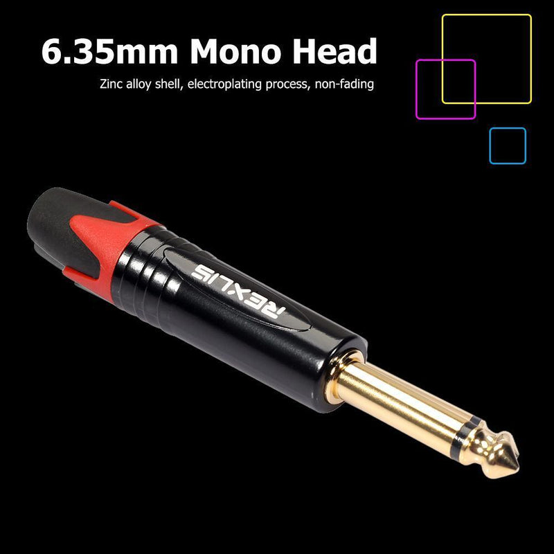 6.35mm Mono Male Plug Connector DIY Soldering Plug for Microphone (Red) Newly