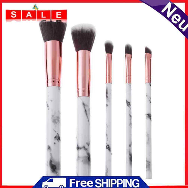 5pcs Marble Texture Eye Shadow Blush Powder Foundation Makeup Brushes Set