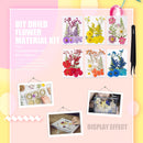 6pcs Dried Flower Material Packages Real Pressed Dry Flowers & Tweezer Kit