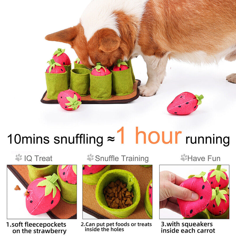 Interactive IQ Dog Cat Snuffle Mat Puzzle Seek Food Feeder Chew Educational