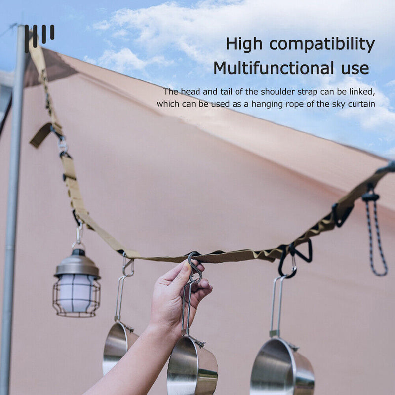 Camping Shoulder Hanging Rope Tent Canopy Outdoors Storage Clothes Line Strap