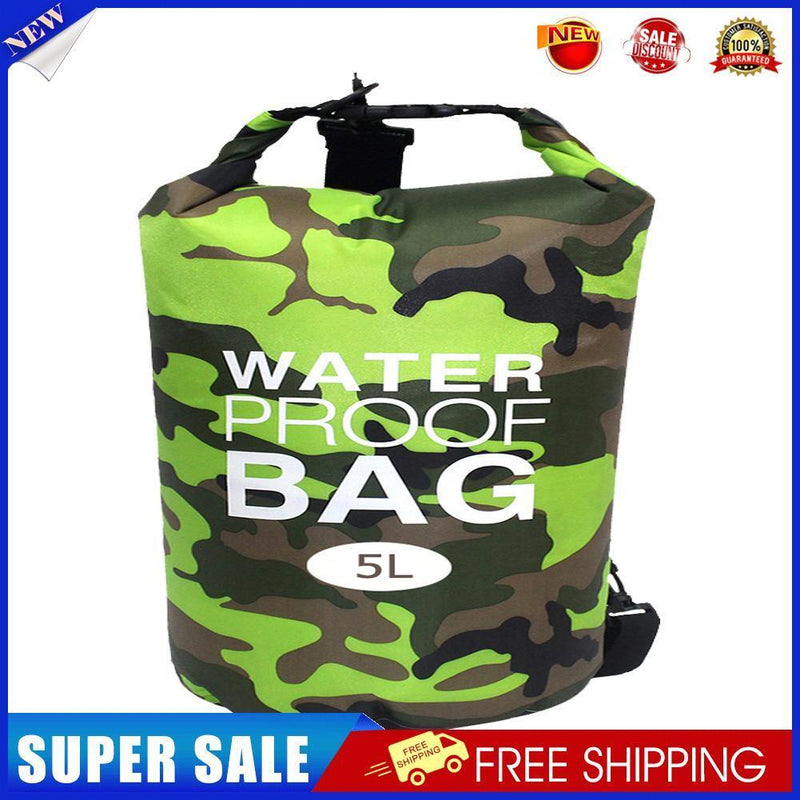 Waterproof Swimming Bag Camouflage Outdoor Camping Dry Sack (5L Green)
