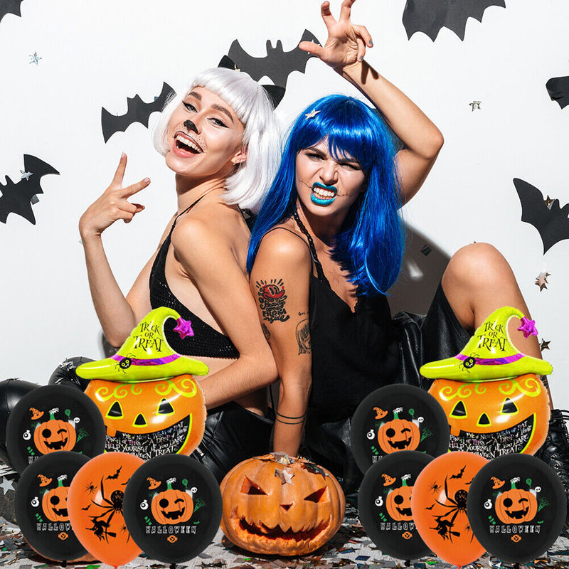 Halloween Horrible Bat Balloon Banner Set Scary Pumpkin Balloon Window Decor