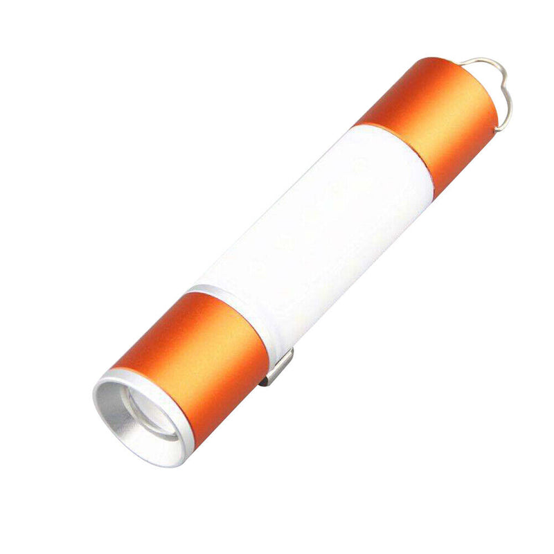USB Rechargeable LED Telescopic Flashlight Zoomable Hanging Torch (Orange) Newly