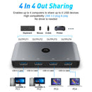 4 in 4 out KVM Switch Splitter USB 3.0 Switcher for Keyboard Mouse (HC406)