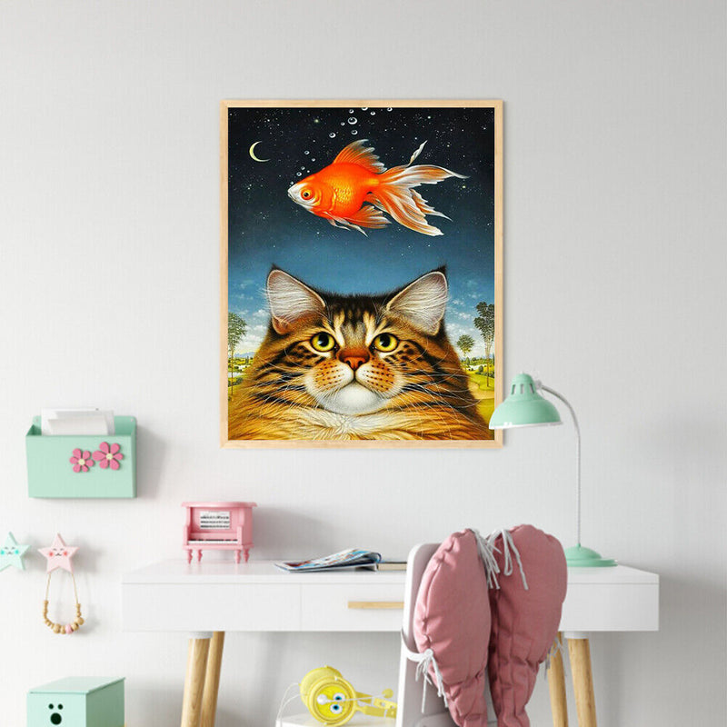 #A Cat Partial Oil Paint By Numbers Kit DIY Home Decoration Gift Wall Art Pict