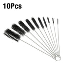 10pcs Nylon Tube Straw Brushes Set Glasses Keyboards Cleaning Brush (Black)