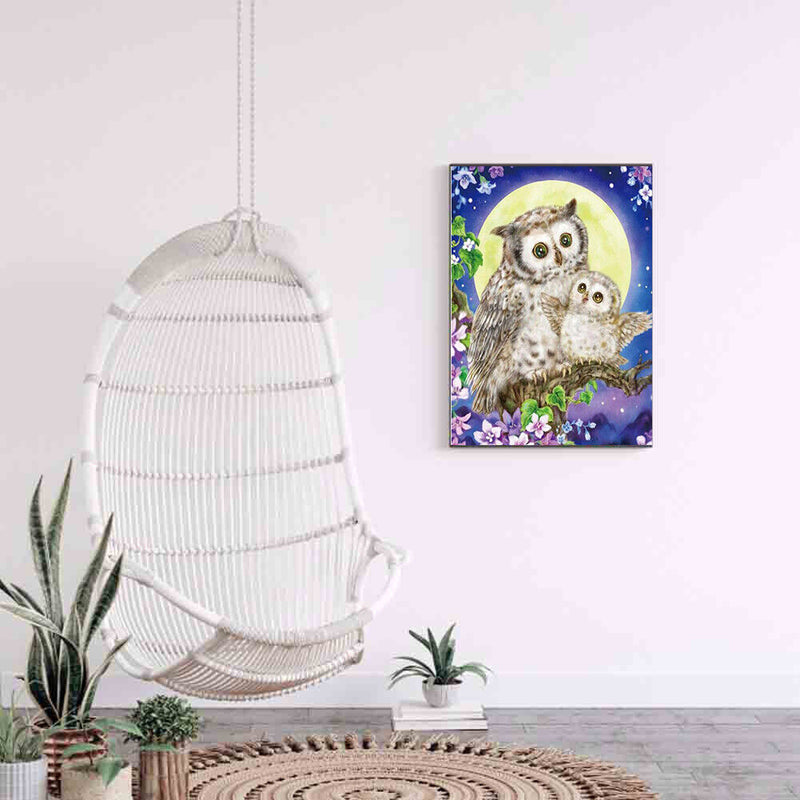 Handmade Full Square Drill 5D Moon Flower Owl Drawing Kit DIY Diamond Paint