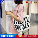 Letter Printed Women Canvas Handbags Tote Large Girls Shoulder Bag (White)