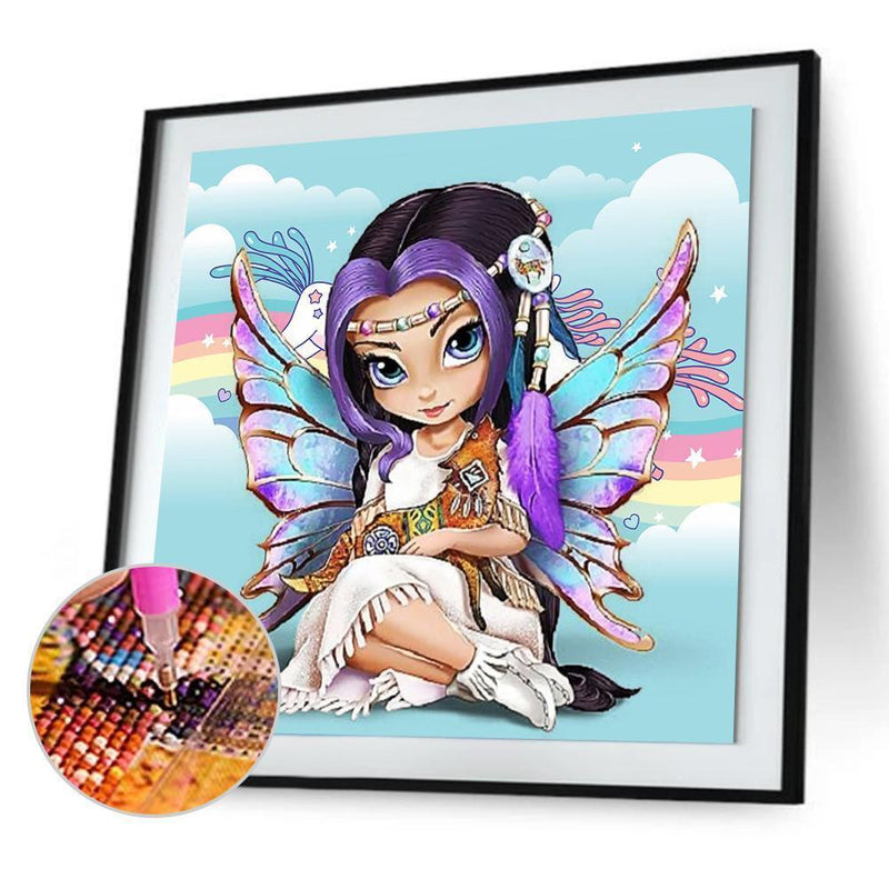 2PCS 5D DIY Part Special Drill Diamond Painting Cartoon Girl Drawing