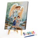 Angel Kid Oil Paint by Numbers Hand Painted Frameless Picture Home Ornament K