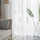 Palm Leaf Windows Tulle Curtains Living Room Bedroom Screen Drapes (White) Newly