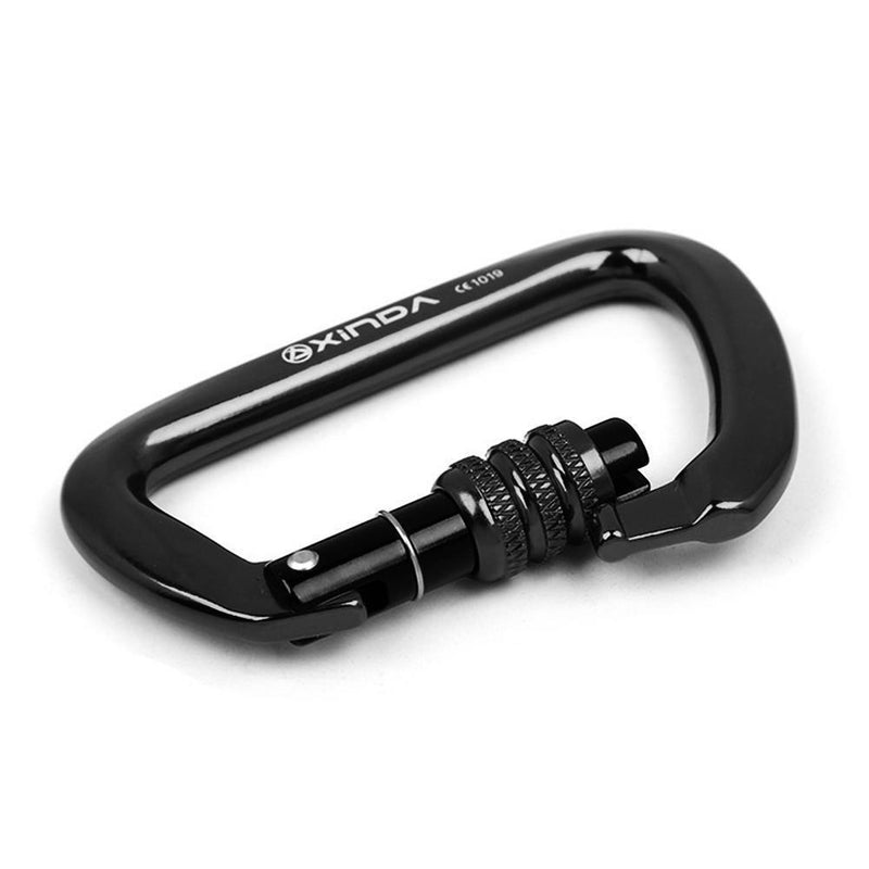 28KN D Shape Safety Master Lock Carabiner Rock Climbing Buckle (Black)