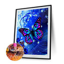 Blue Purple Butterfly Full Round Diamond Painting Decorative Rhinestone Picture