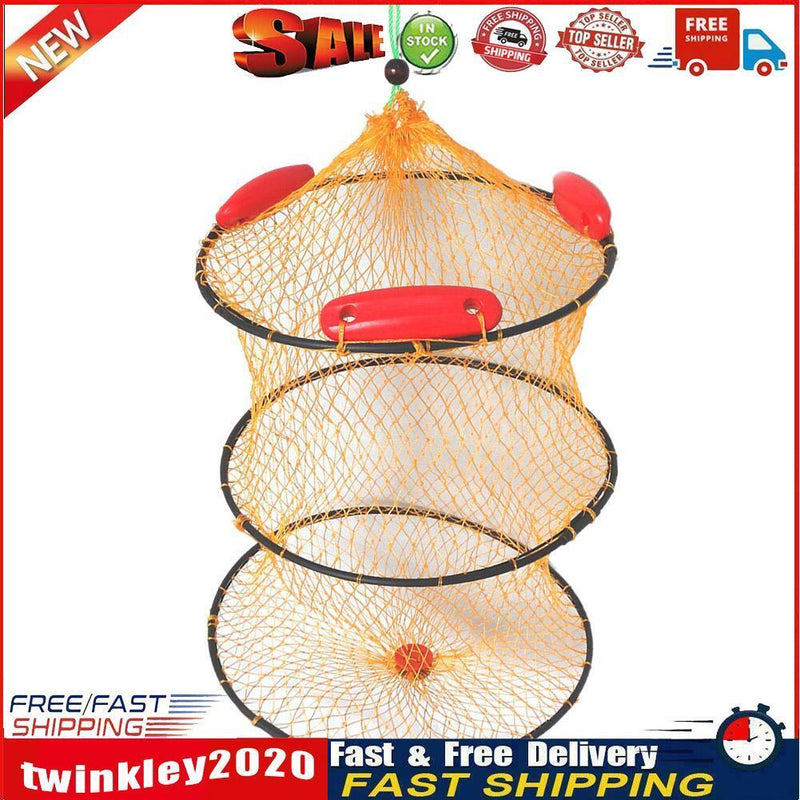 2 Layer Portable Foldable Fishing Floating Net Shrimp Cage Trap Networks Newly