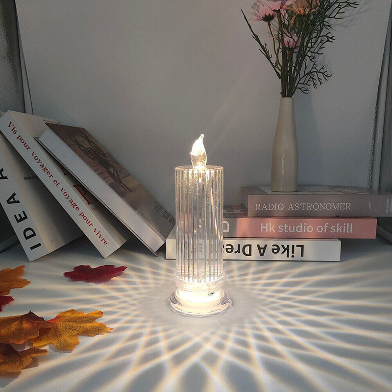 LED Diamond Candle Light Acrylic Crystal Night Lamp Home Bedroom Decor (B) Newly