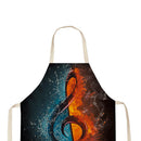 Kitchen Linen Apron Music Note Paint Picnic Coffee Shop Accessory Pinafore