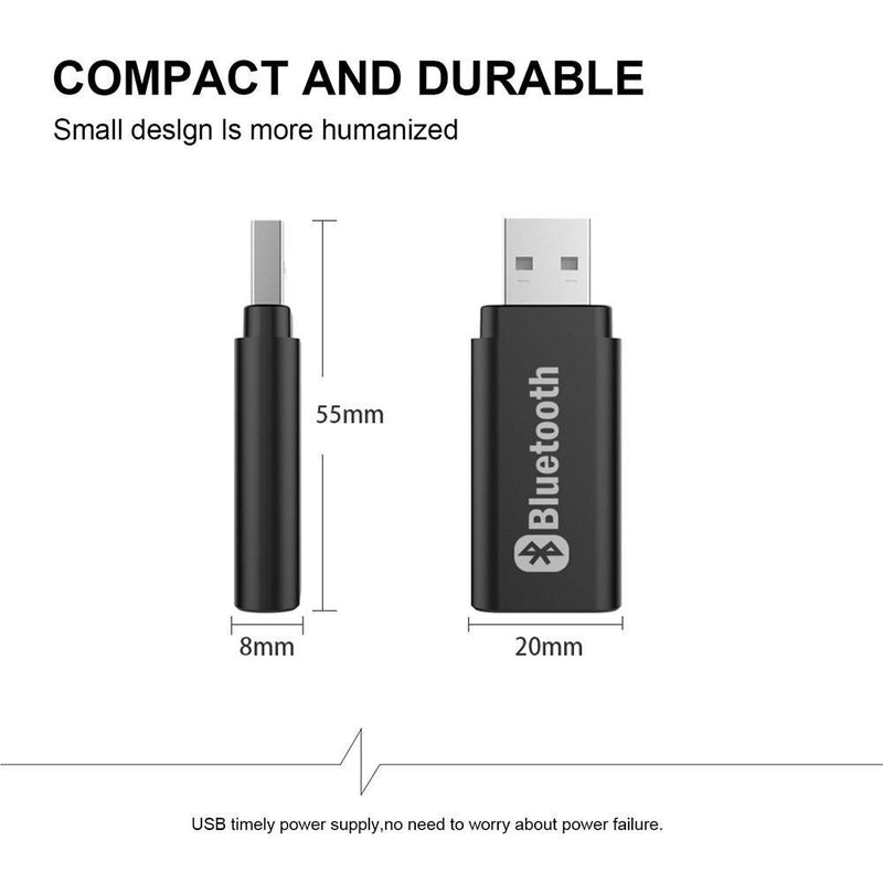 Dongle Stereo AUX Bluetooth 5.0 Adapter 2-in-1 Audio Receiver USB Transmitter