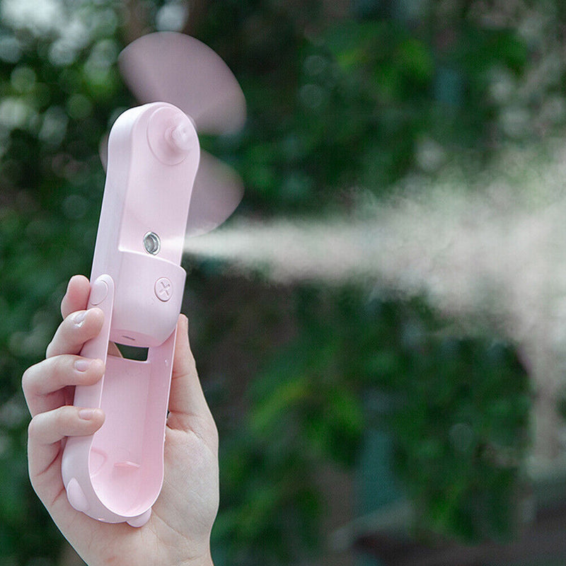 Mist Facial Sprayer Fan USB Rechargeable Handheld Portable Folding Mini Cooler