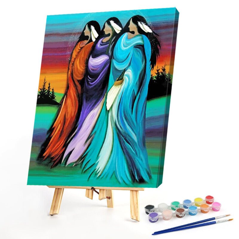 Three Sisters Oil Paint By Numbers Kit DIY Acrylic Painting on Canvas Decor
