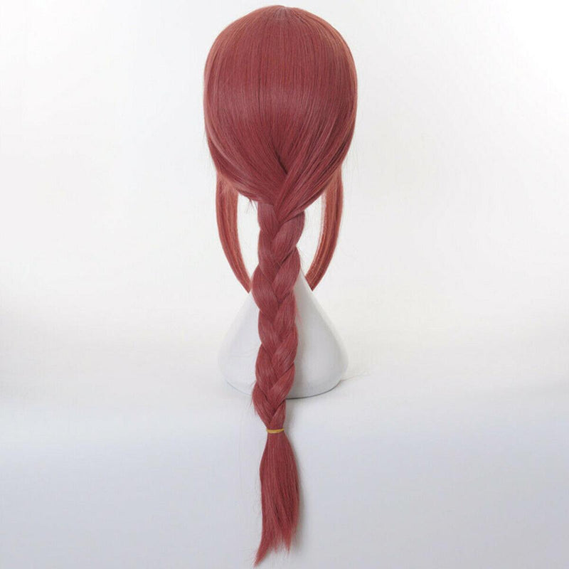 Anime Chainsaw Man Makima Pink Long Braid Hair Cos Costume Wig with Free Cap_