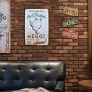 Chicken Eggs Letter Metal Plate Poster Bar Pub Tin Plates Painting Wall Signs