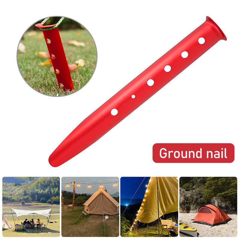 Snow & Sand Tent Stakes Pegs - Rustproof Aluminum U-Shaped Tent Pegs (Red) Newly