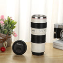 400mL Stainless Steel Coffee Tea Mug Camera Lens Shaped Water Cup with Lid Gifts