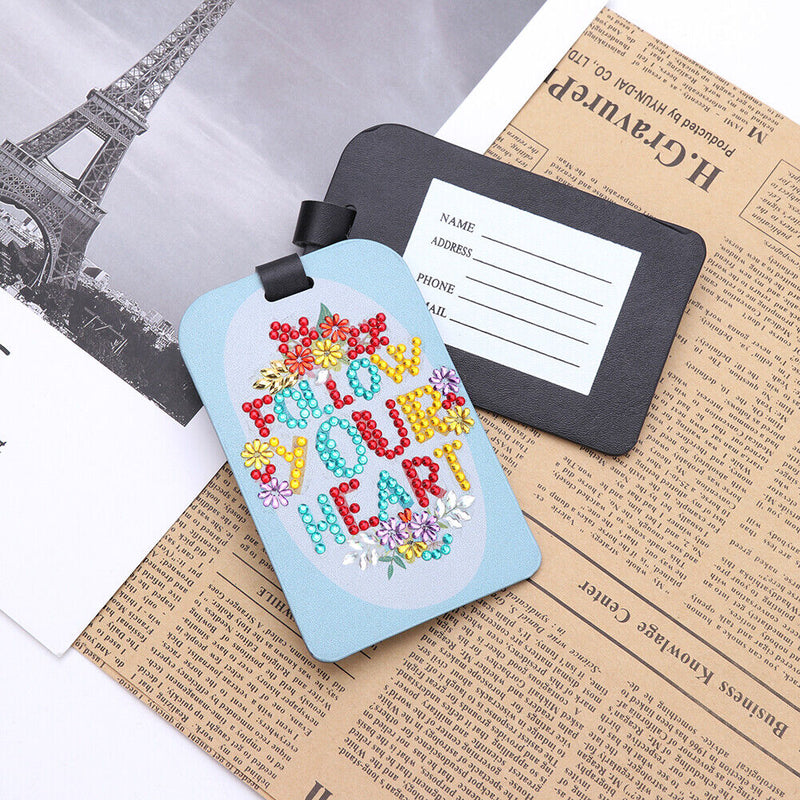 DIY Special Shaped Diamond Painting Letter Flower Leather Boarding Pass