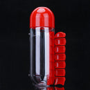 600ML Plastic 2 In 1 Combine Daily Pill Box Drinking Bottles Cups(Red)