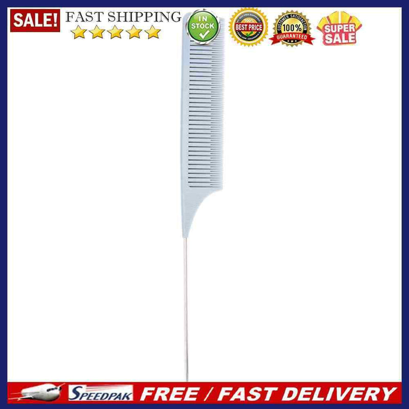 Pro Fine-Tooth Metal Pin Tail Comb Salon Home Plastic Hair Styling Dyeing Bru