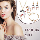 4pcs/set Christmas Elk Necklace Rings Bracelet Earrings Festival Jewelry Gift